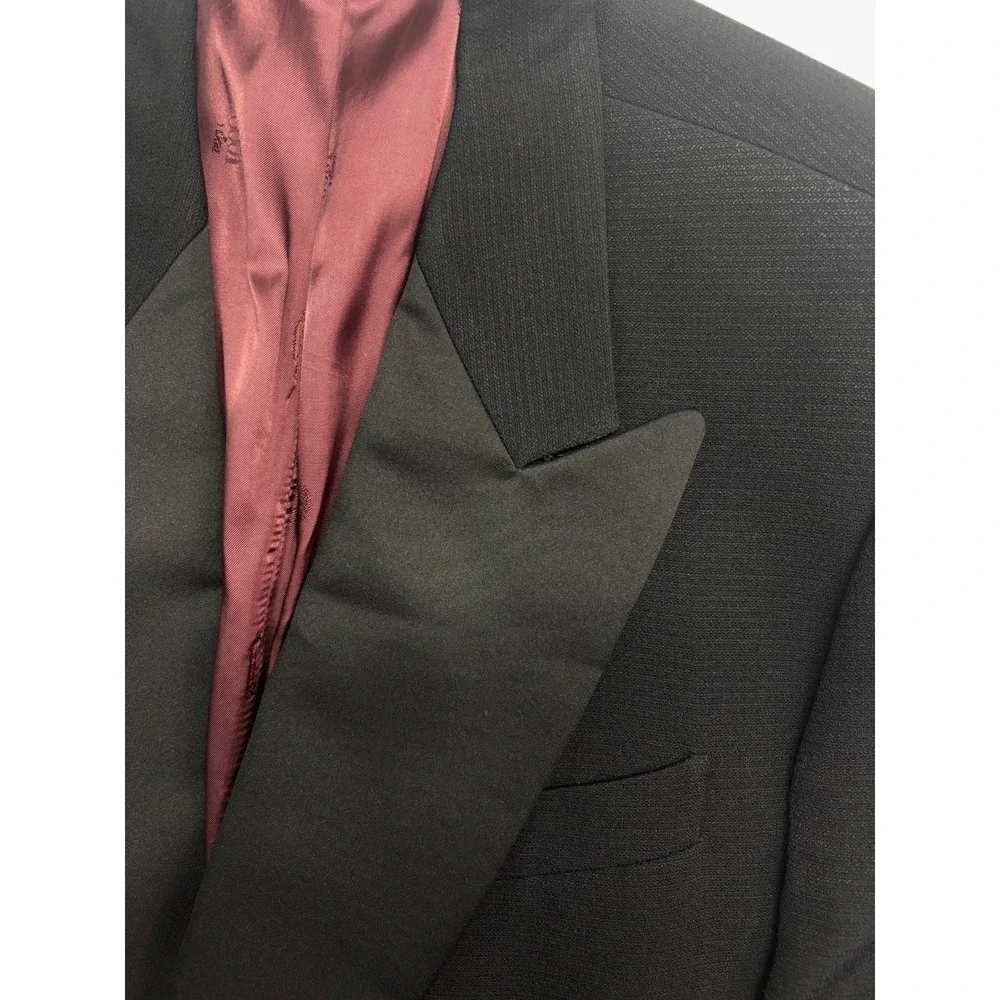vtg Gianfranco Ferre 42R 36x30 Black Tuxedo Suit Double Breasted Italy Pleated